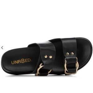 FOOTBED SANDALS SLIDES - Black Size 6.5